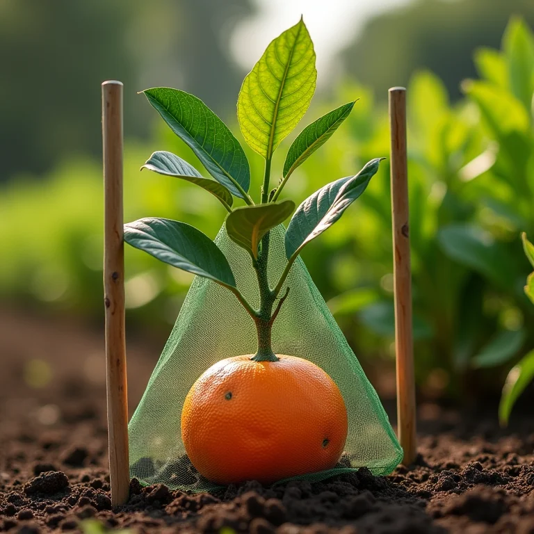 Proteção para muda de tangerina ponkan recém-plantada