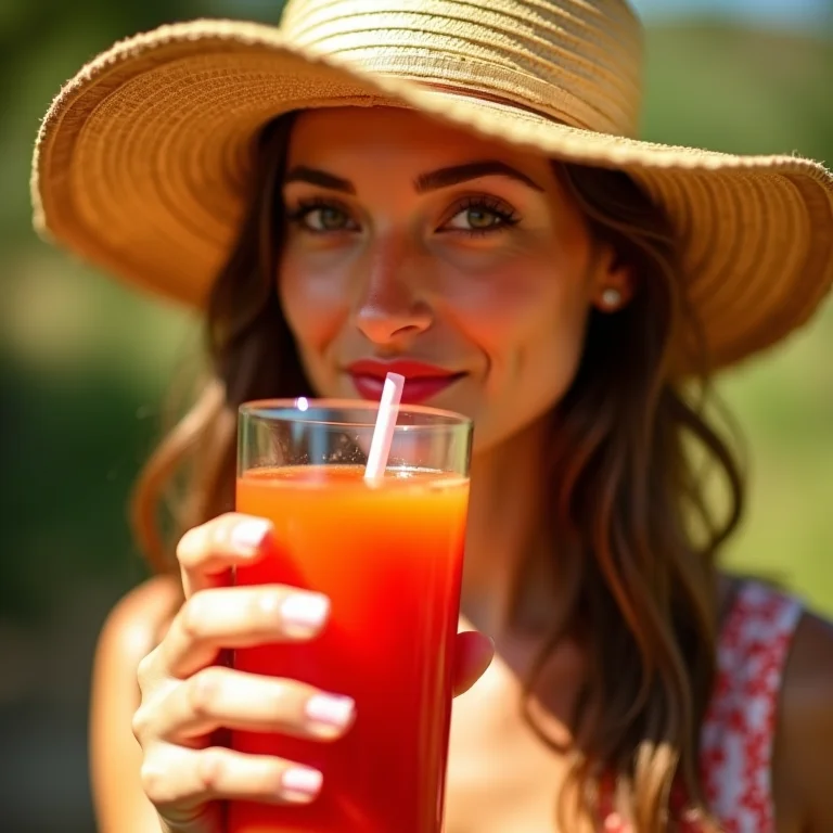 Proteção solar natural com suco de tomate.
