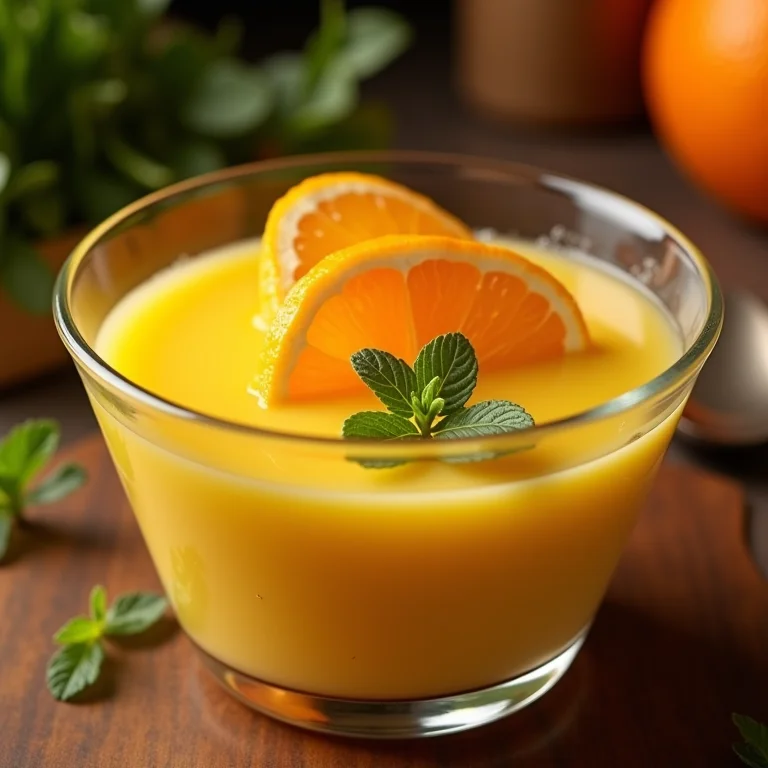 Pudim de laranja gelado pronto para servir