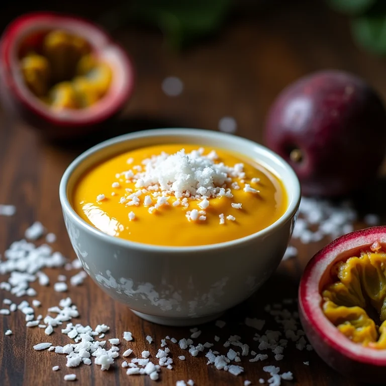 Pudim de maracujá com coco: toque tropical.