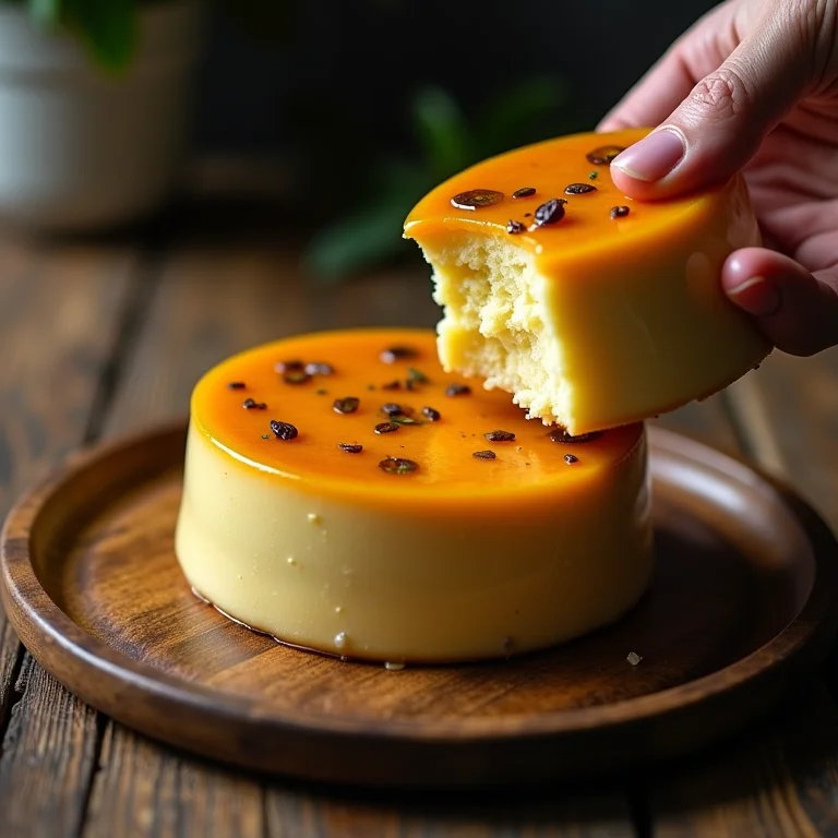 Pudim de maracujá perfeito, desenformado sem quebrar.