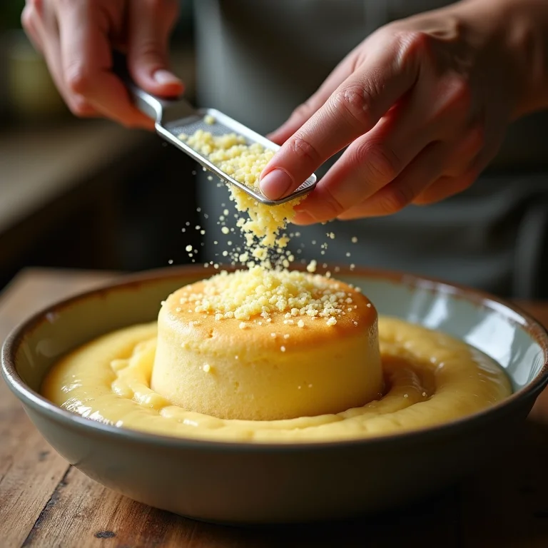 Queijo meia cura ralado na massa.