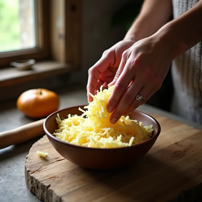 Queijo meia cura sendo ralado para biscoito de queijo