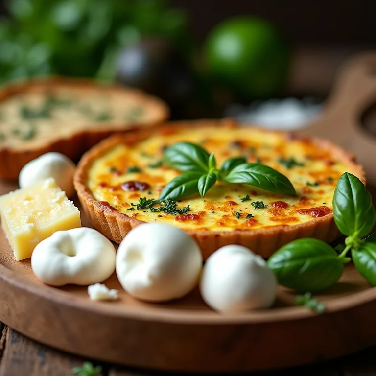 Queijos e ervas frescas para a frittata