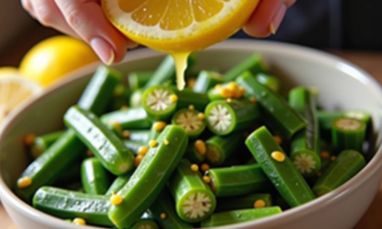 Quiabo com limão para evitar a baba.