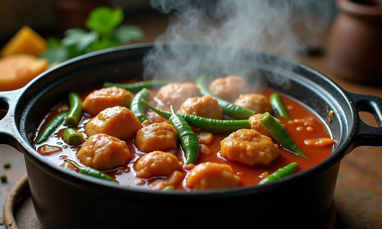 Quiabo cozinhando sem tampa.