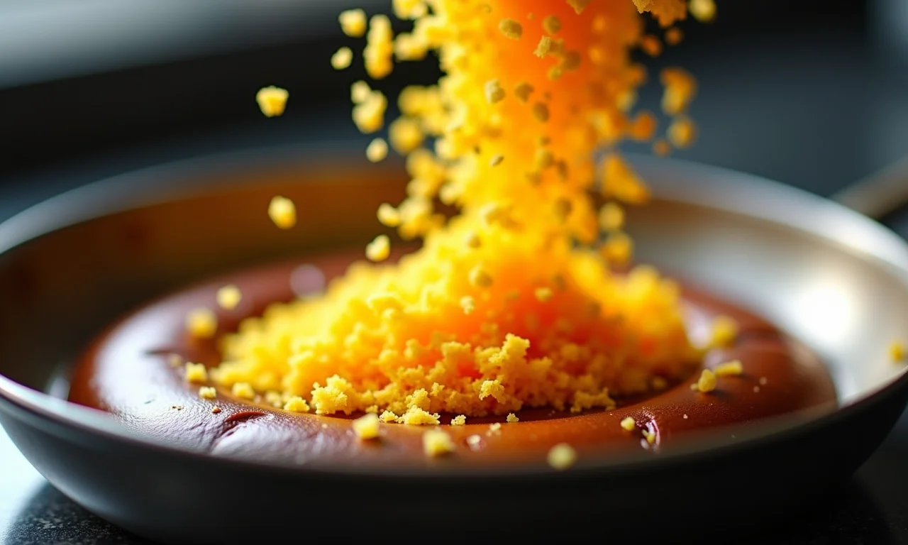 Raspas de laranja frescas sendo adicionadas ao brigadeiro.