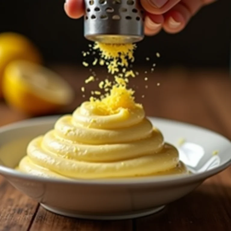 Raspas de limão finalizando o mousse.