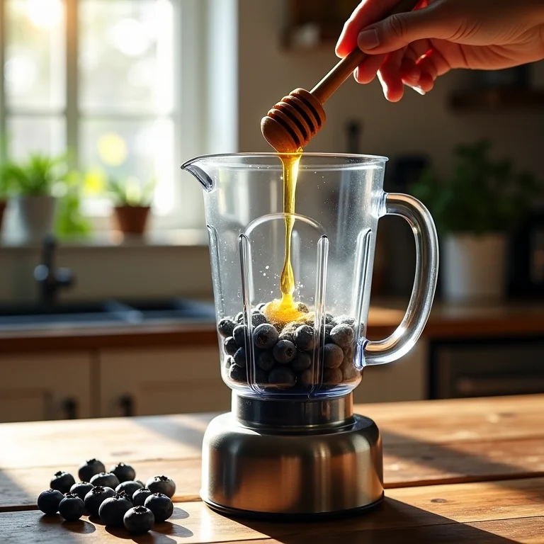 Receita caseira de suco de mirtilo.
