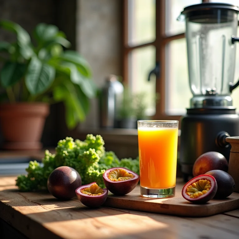 Receita de suco de maracujá com couve direto da roça