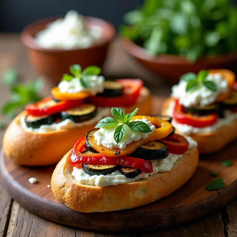 Recheio de legumes assados com ricota para pão italiano