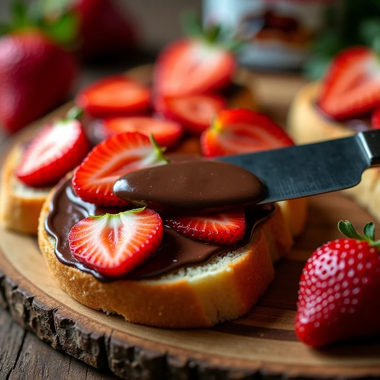 Recheio doce de Nutella com morangos para pão italiano