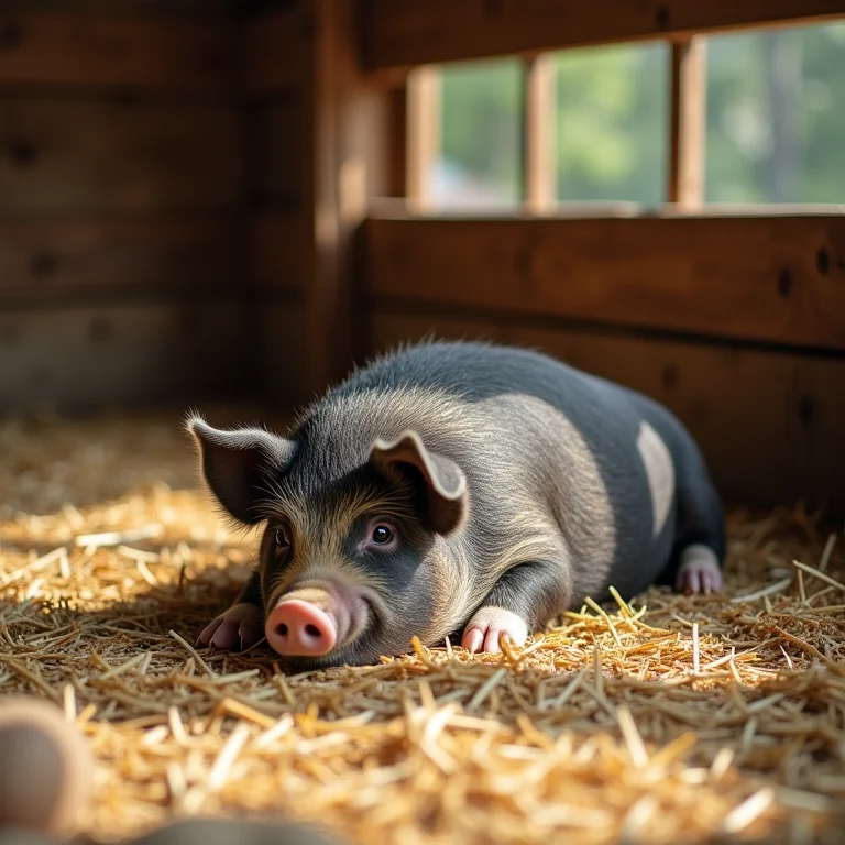 Recinto espaçoso para mini porco vietnamita