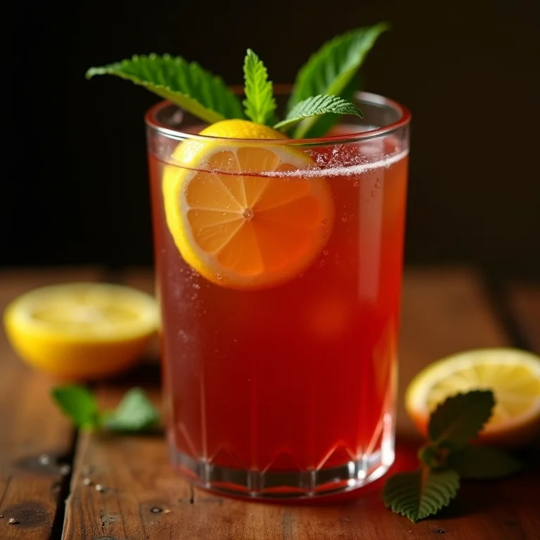 Refresco de hibisco com limão e hortelã