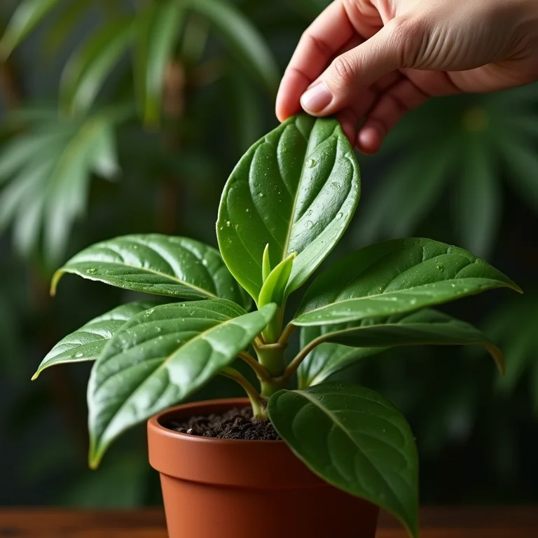 Regando a pitangueira em vaso