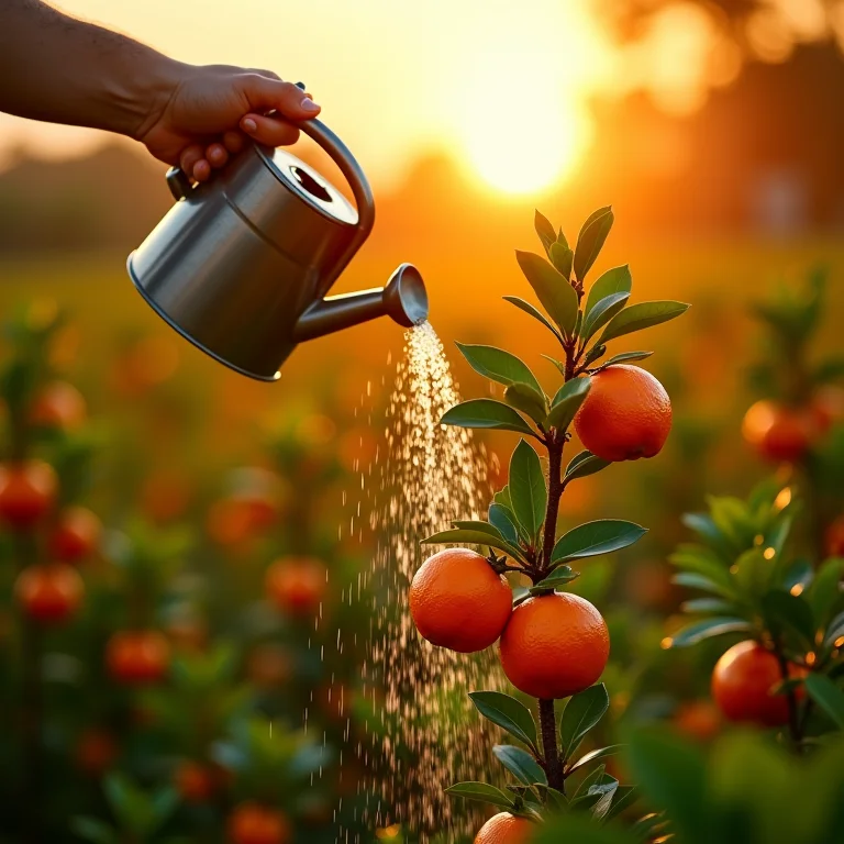 Regando a tangerina ponkan