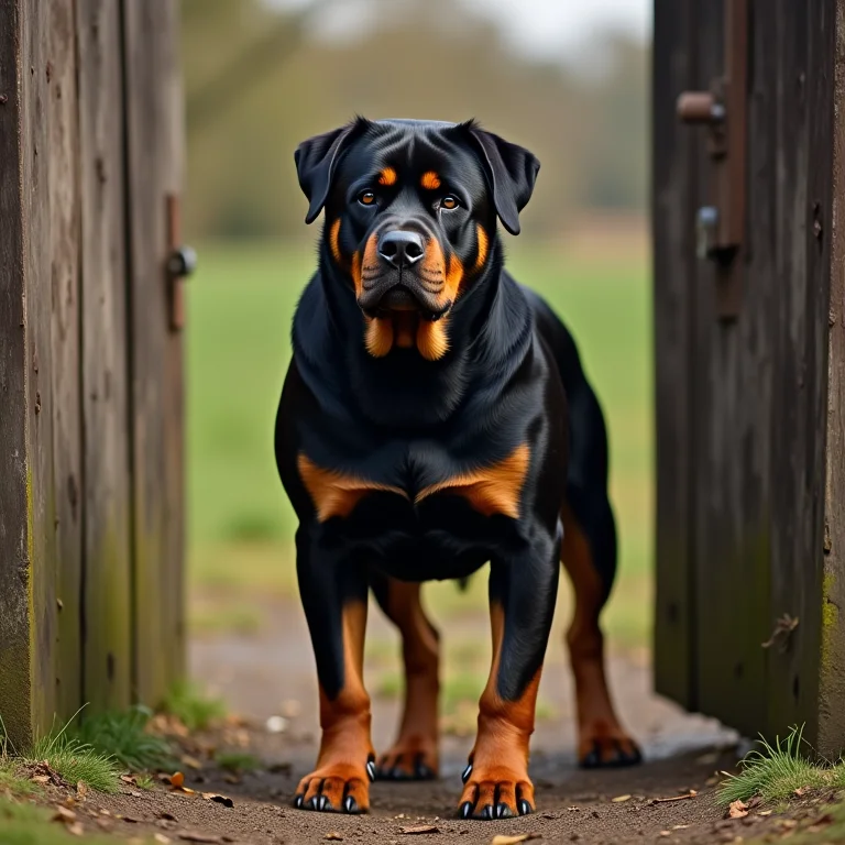 Rottweiler de guarda em sítio
