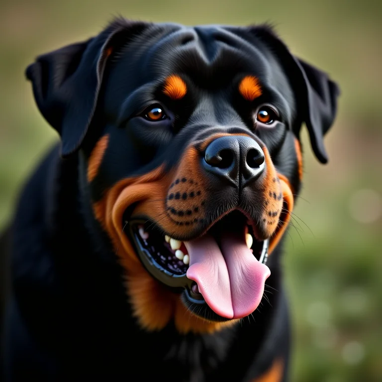 Rottweiler mostrando força