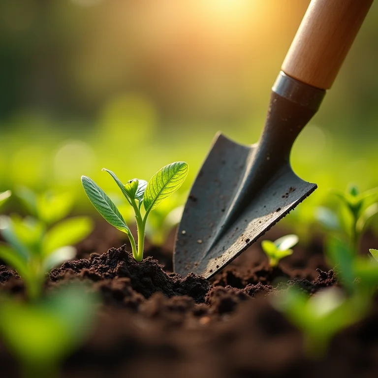Sacho robusto sendo usado para cuidar de mudas.