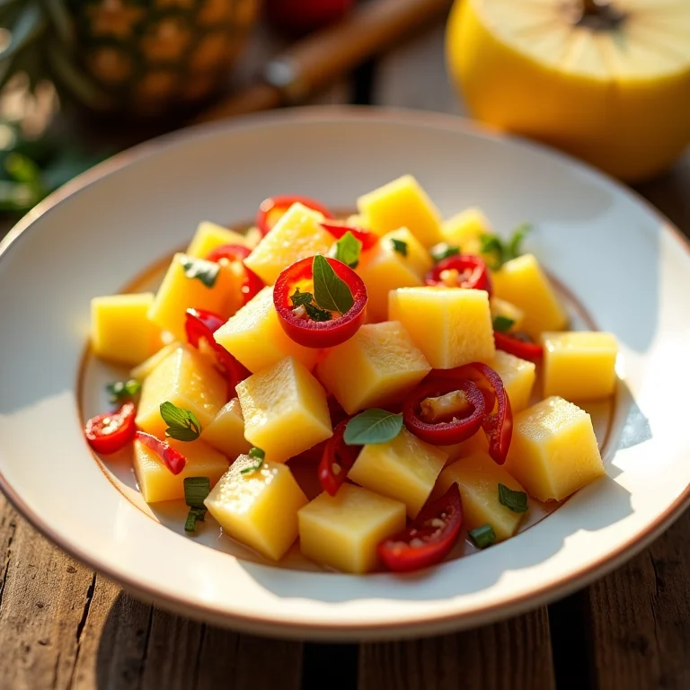 Salada de Jiló Agridoce com Abacaxi e Pimenta Biquinho