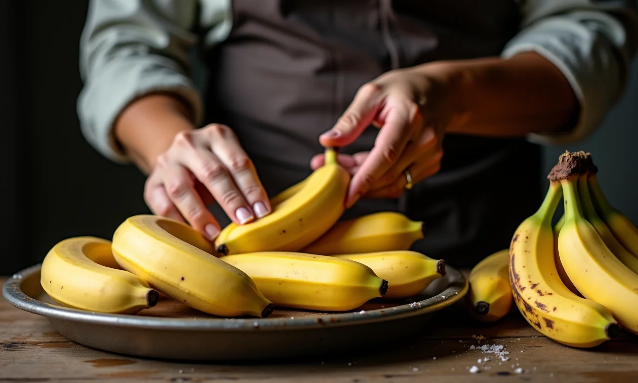 Seleção de diferentes tipos de bananas para a torta.