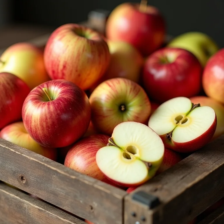 Seleção de diferentes tipos de maçã para o bolo.