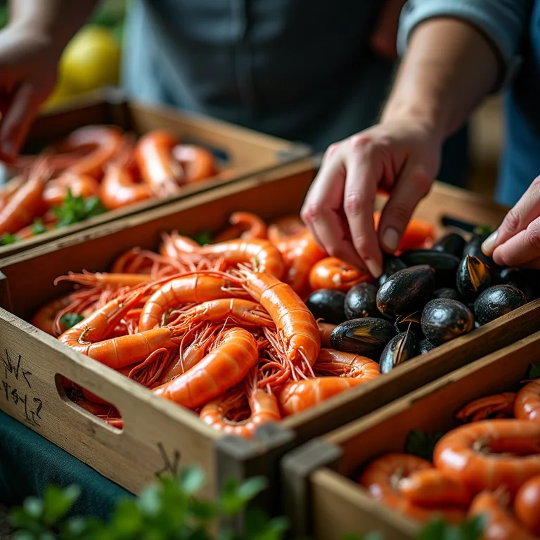 Seleção de frutos do mar frescos para Torta Capixaba