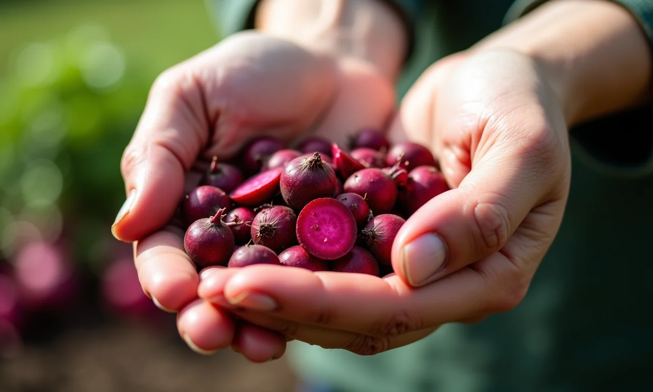 Seleção de sementes de alta qualidade de beterraba e rabanete.