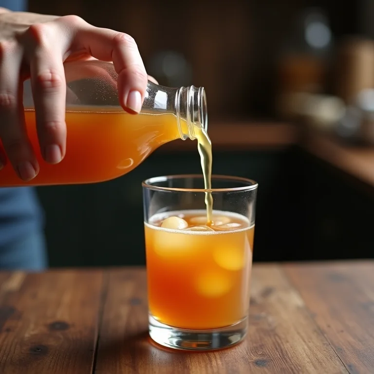 Servindo kombucha para uma digestão saudável.