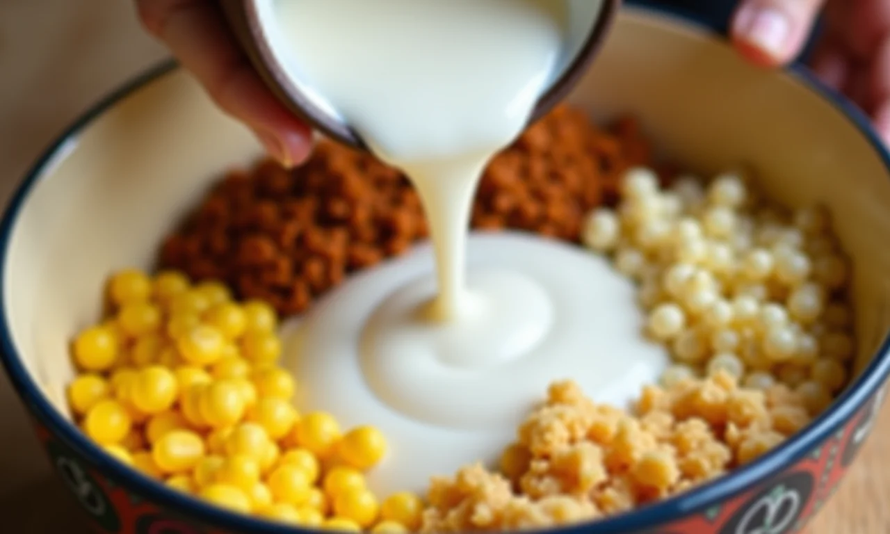 Substituição do leite por leite de coco no bolo de milho.