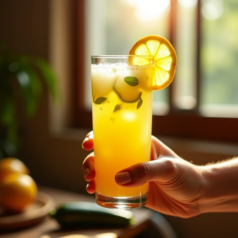 Suco de abobrinha com limão fortalecendo o sistema imunológico