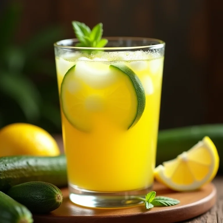 Suco de abobrinha com limão hidratando o corpo