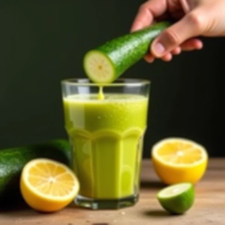 Suco de abobrinha com limão rico em fibras.