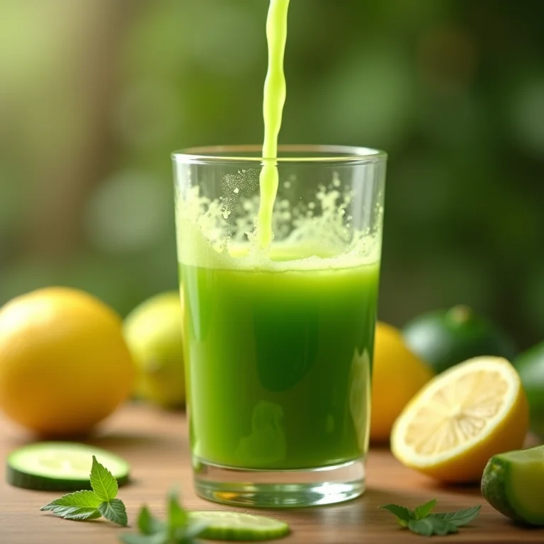 Suco de abobrinha e limão sendo servido.