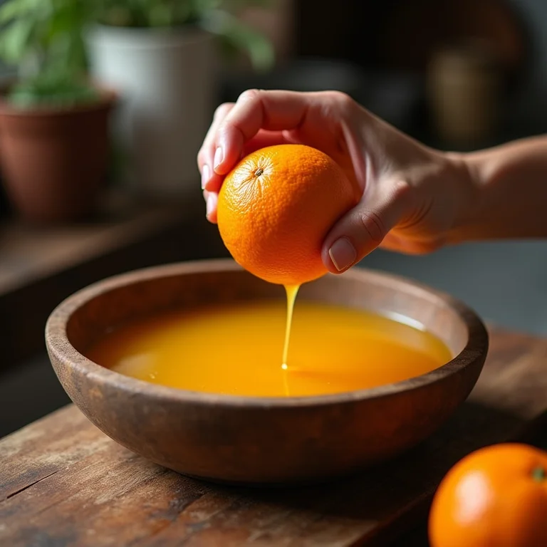Suco de laranja fresco para a calda