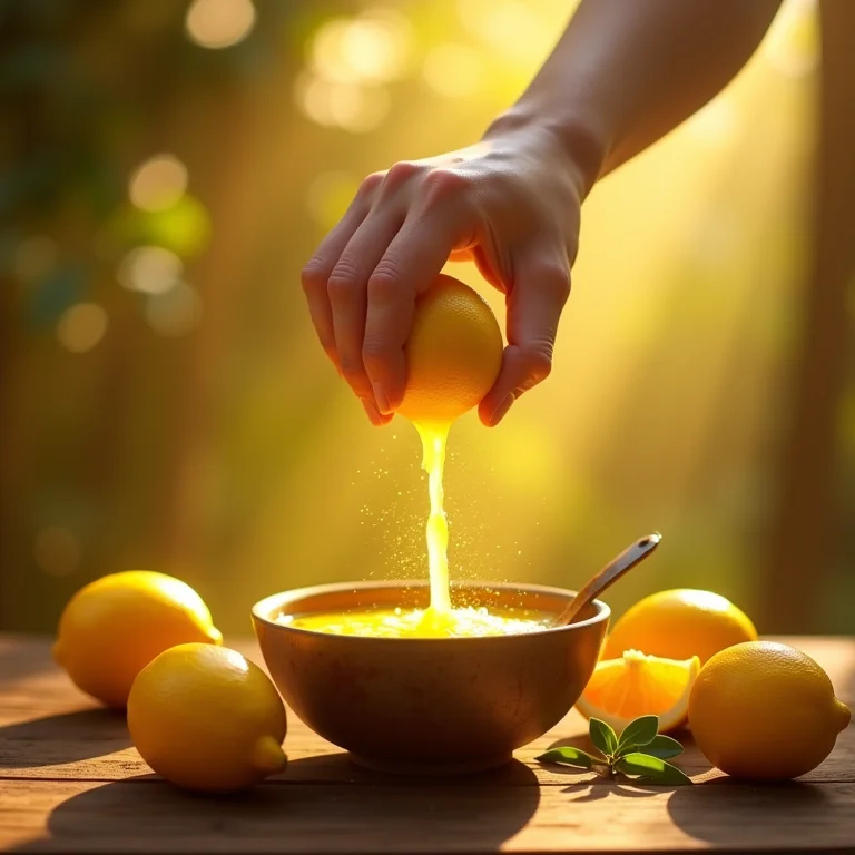 Suco de limão sendo espremido para a receita