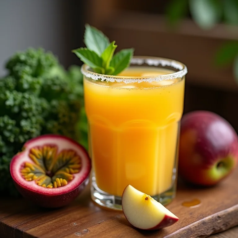 Suco de maracujá, couve e maçã: doce e nutritivo