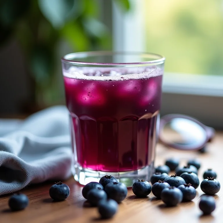 Suco de mirtilo para a saúde da visão.