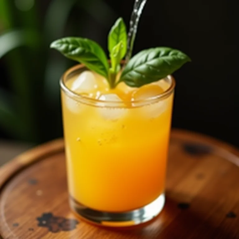 Suco de pitanga com água tônica e manjericão para sofisticação