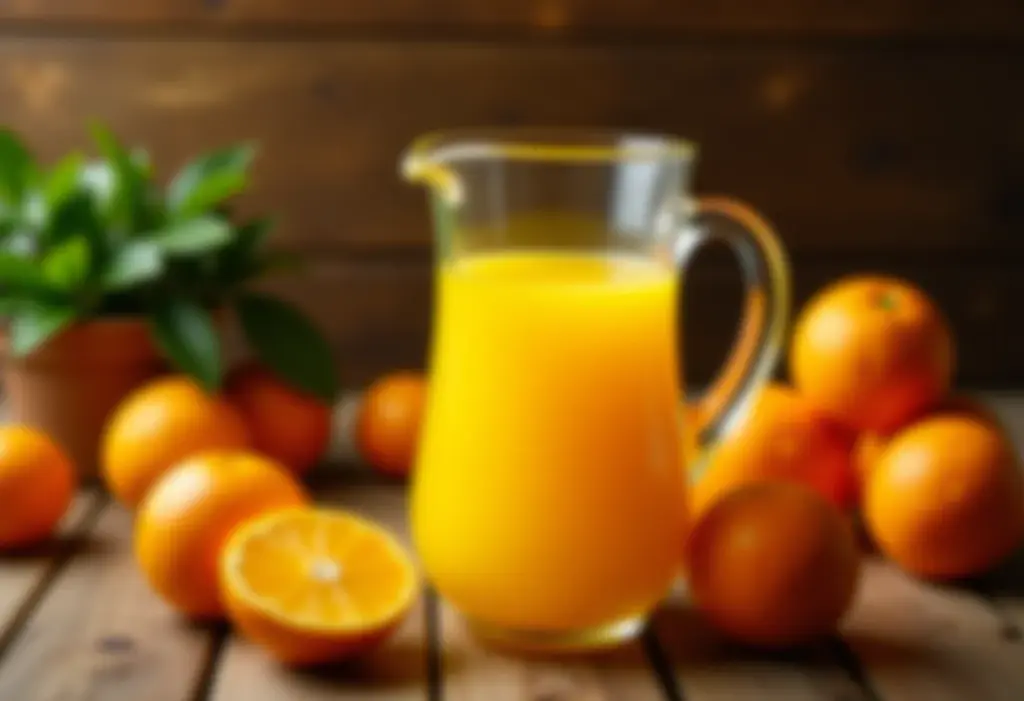 Suco de pitanga com laranja em jarra rústica