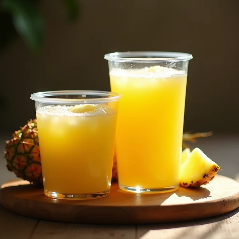 Suco de siriguela e abacaxi congelado.