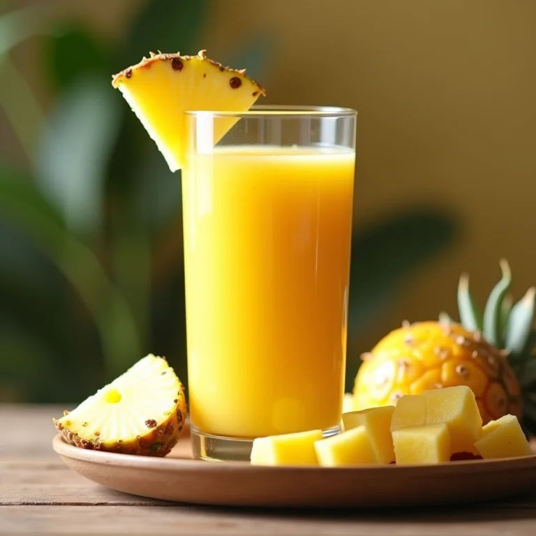 Suco de siriguela e abacaxi para uma digestão saudável.