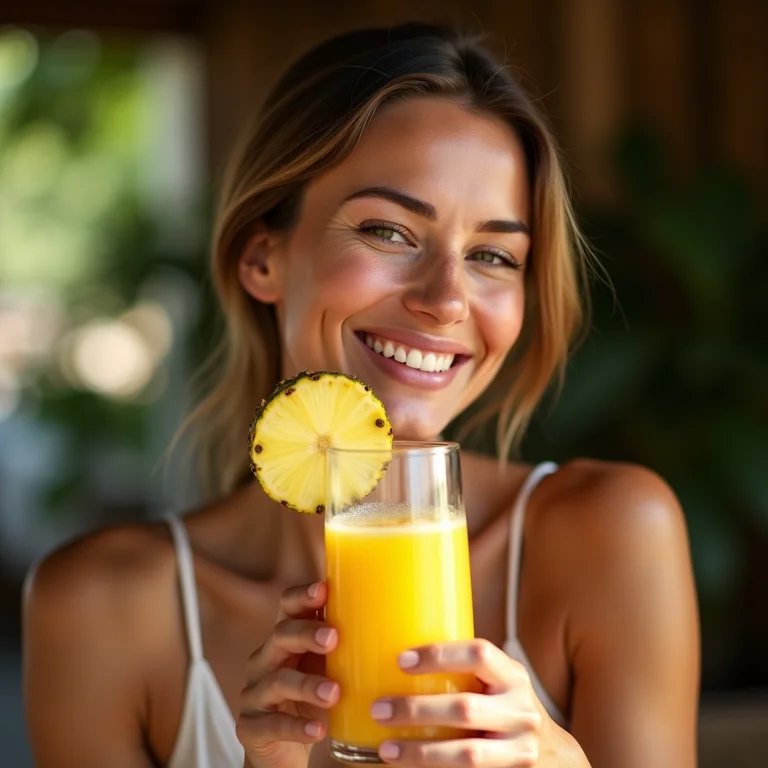 Suco de siriguela e abacaxi para uma pele radiante.