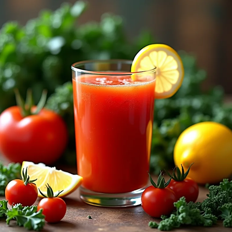 Suco de tomate detox com couve e limão