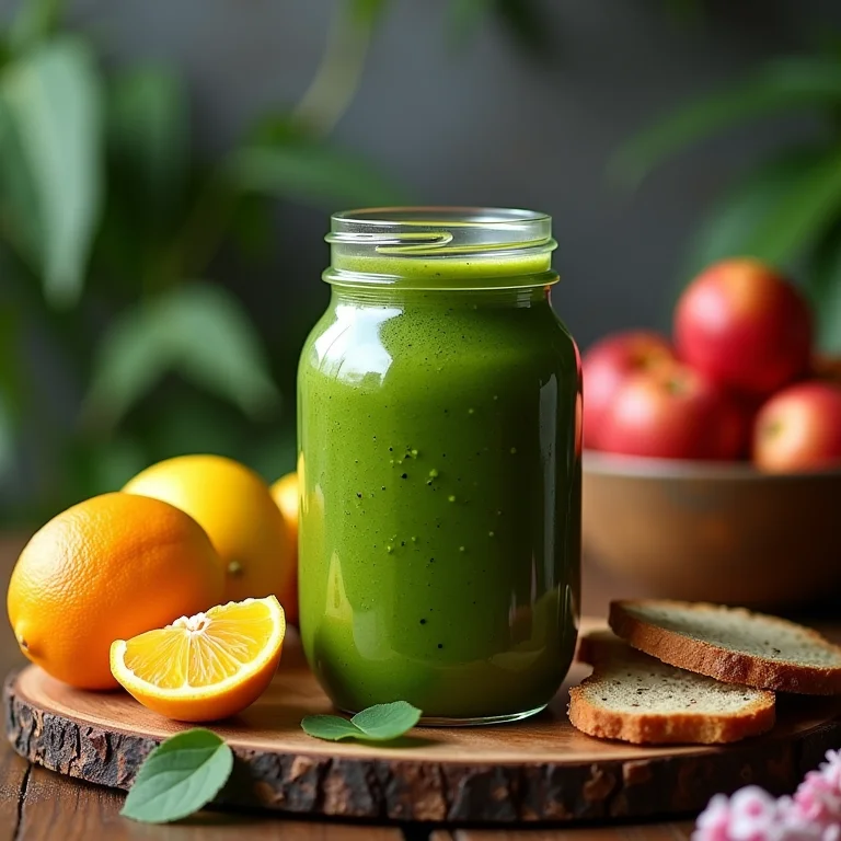 Suco verde turbinado para o café da manhã