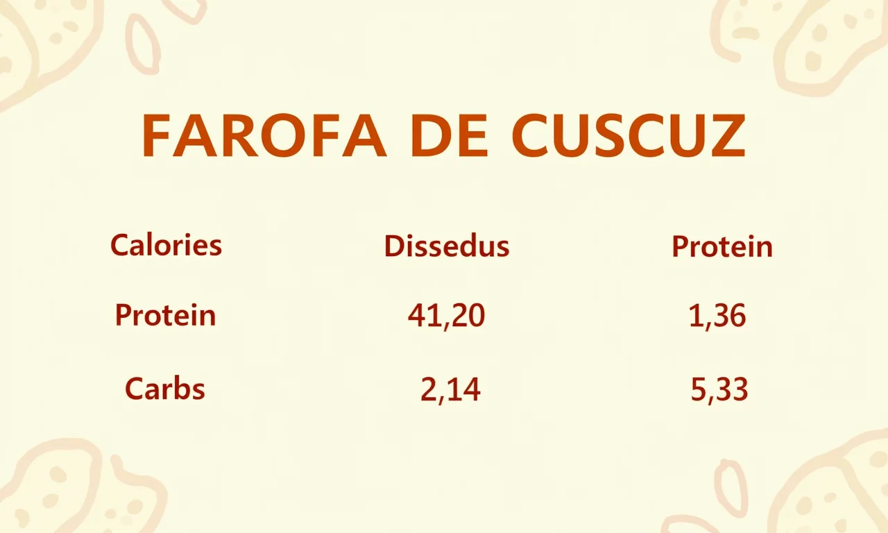 Tabela nutricional da farofa de cuscuz.
