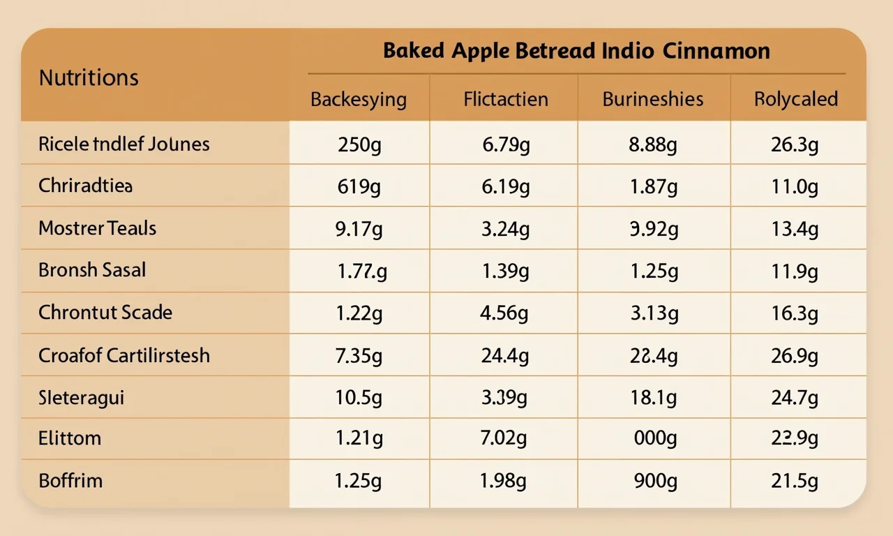 Tabela nutricional da maçã assada com canela.