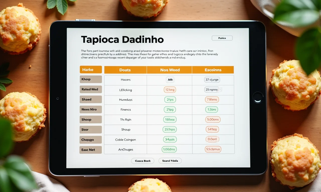 Tabela nutricional da tapioca dadinho.