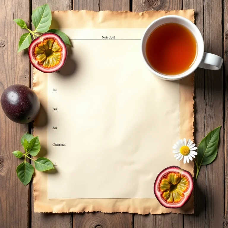 Tabela nutricional do chá de maracujá e camomila.