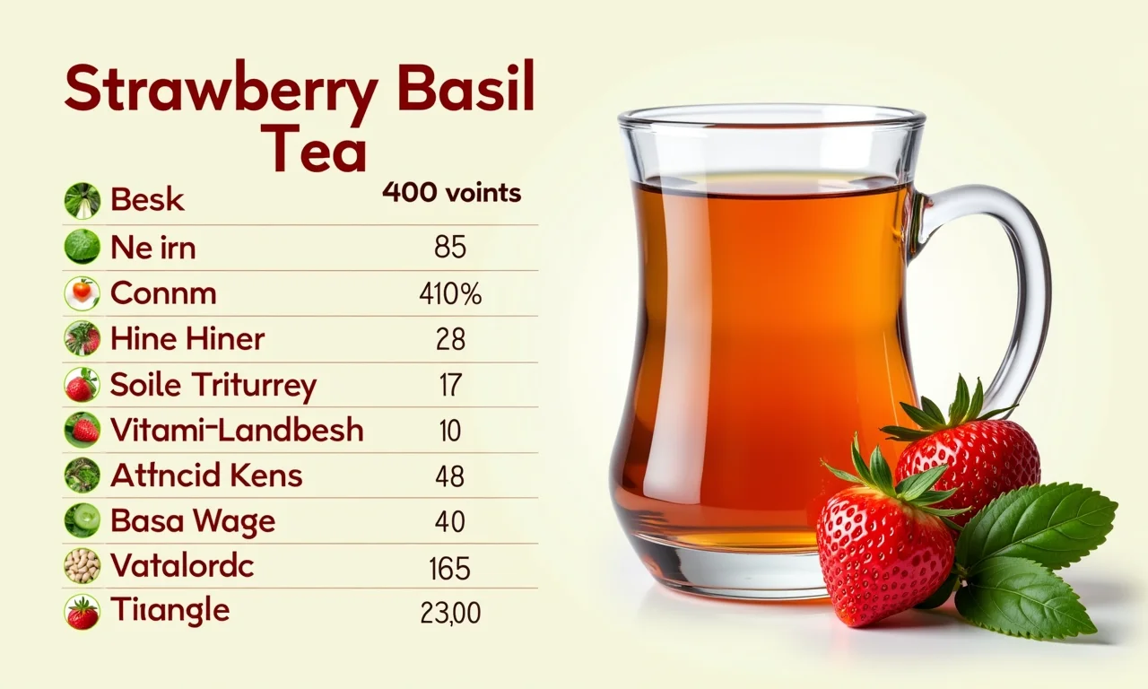 Tabela nutricional do chá de morango com manjericão.